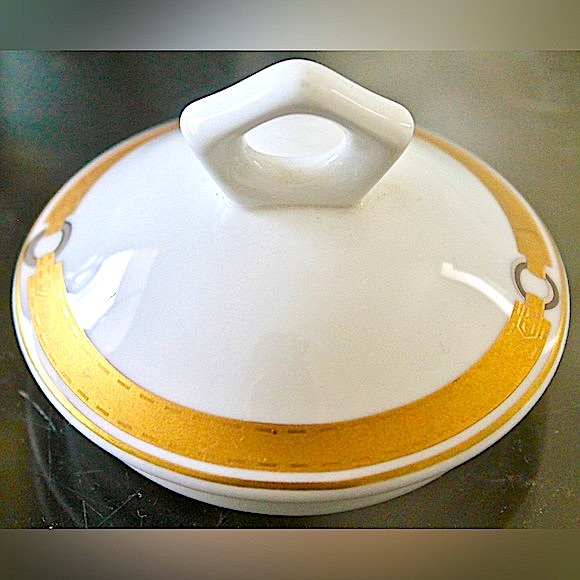 RALPH LAUREN HARNESS CREAMER & SUGAR BOWL SET GOLD BAND LINK - Picture 8 of 11